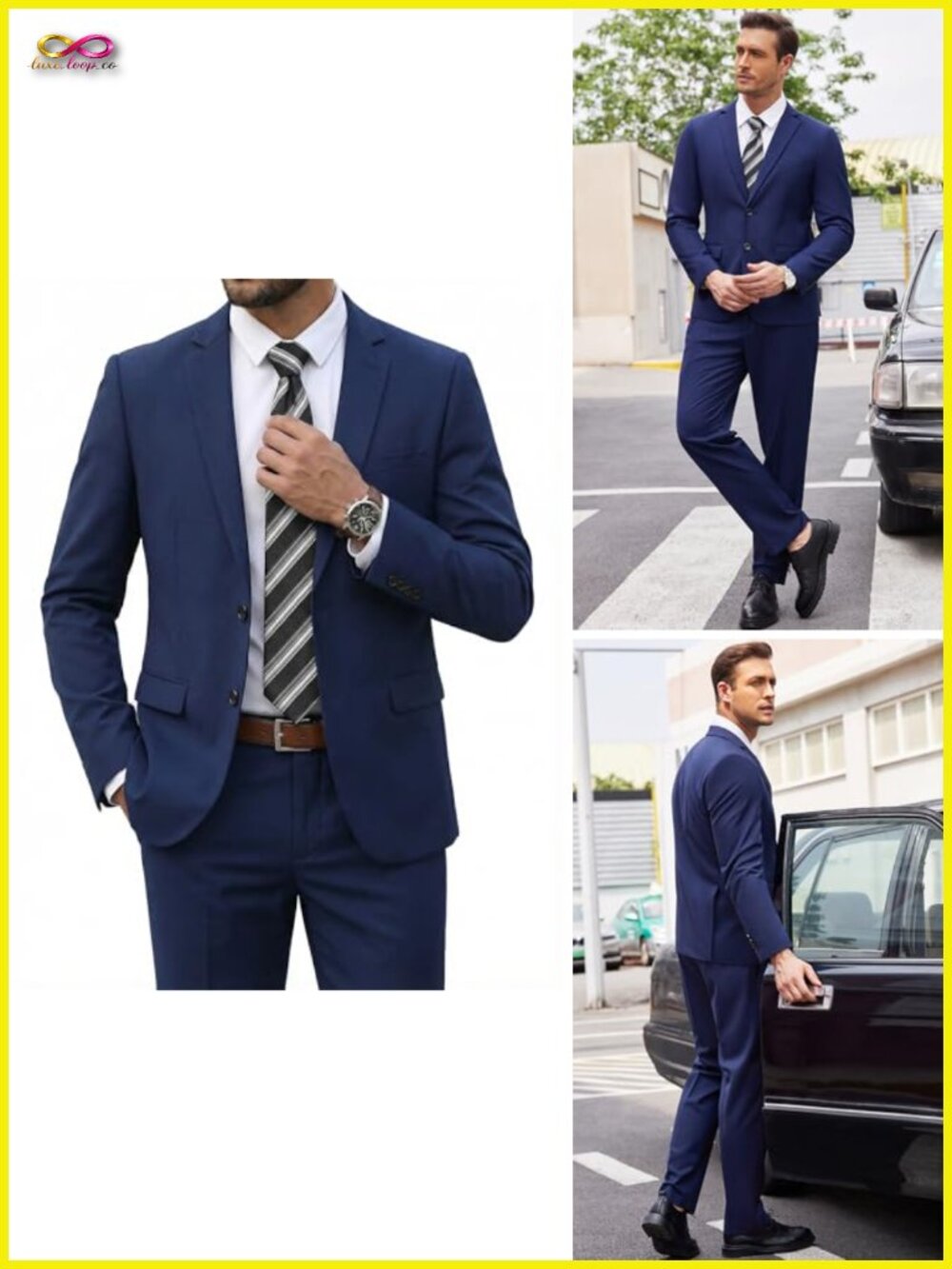 Men's 2 Piece Suit Classic Fit 2 Button Dress Tuxedo Blazer Jacket for Wedding